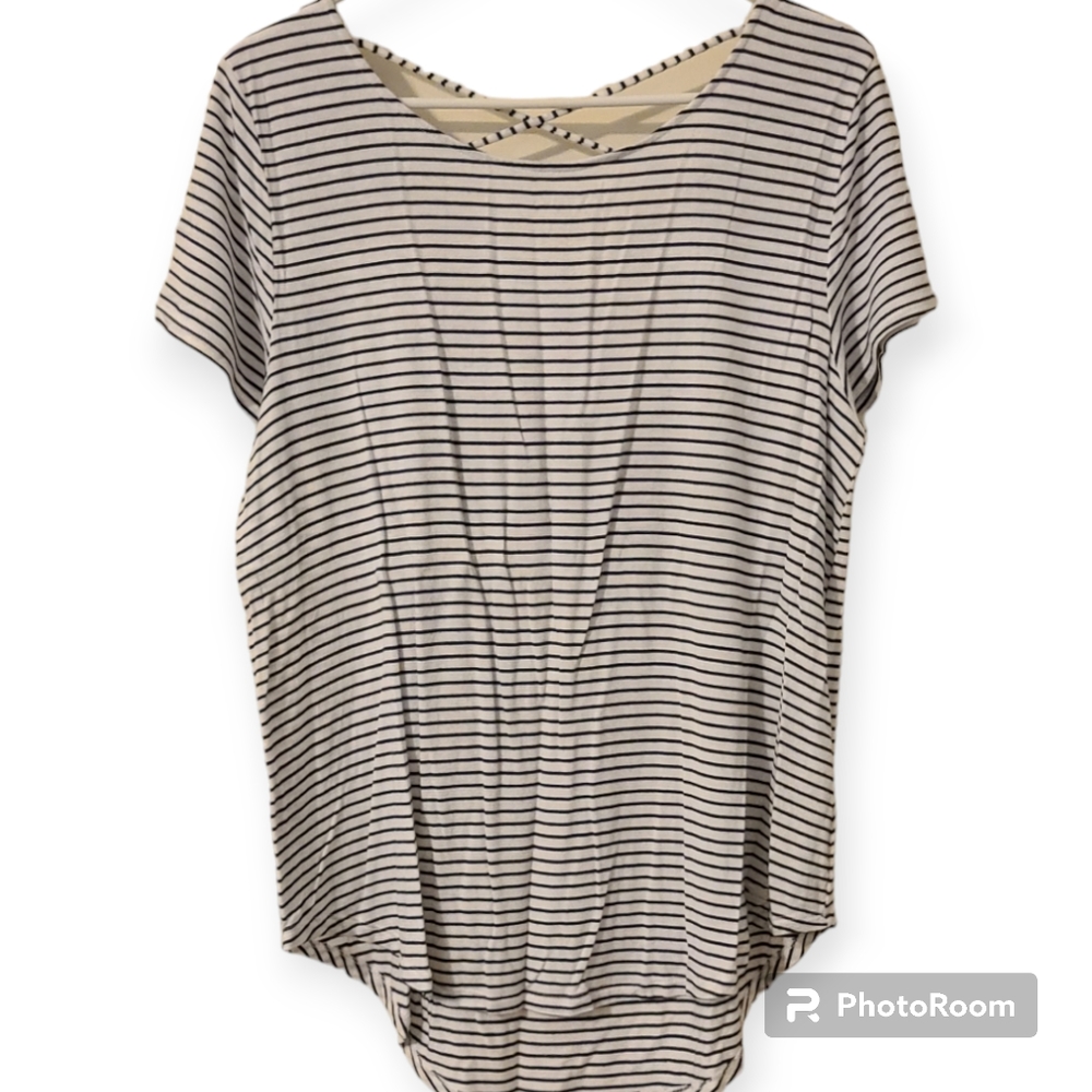 Navy and White stripe top